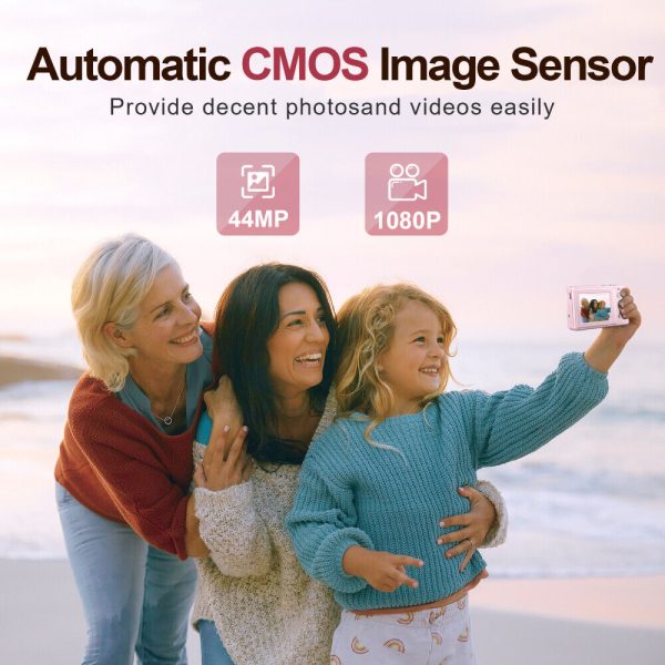 2.4'' Digital Camera HD 1080P 44MP LCD Display Screen 16X Zoom Anti-Shake Pink - Image 3