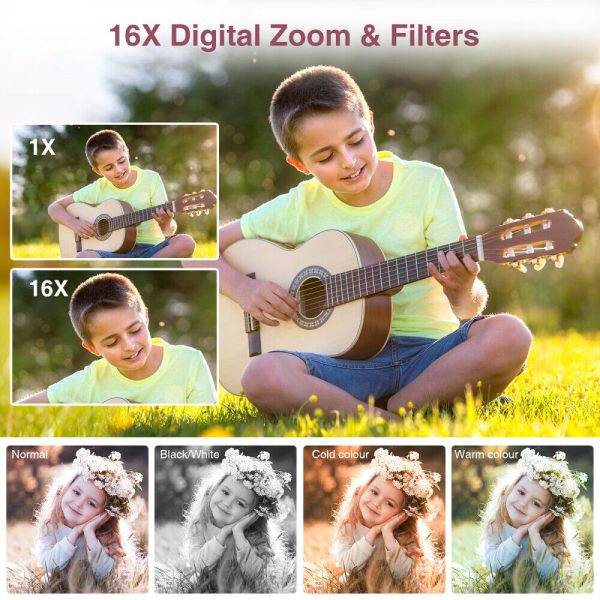 2.4'' Digital Camera HD 1080P 44MP LCD Display Screen 16X Zoom Anti-Shake Pink - Image 4