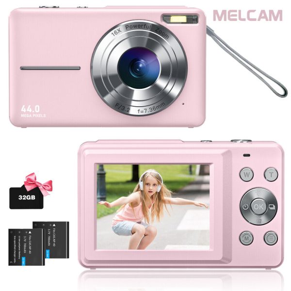 2.4'' Digital Camera HD 1080P 44MP LCD Display Screen 16X Zoom Anti-Shake Pink